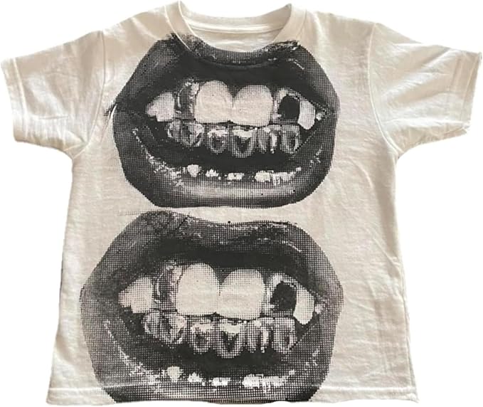 Graphic Tees Y2k Baby Tee Teens 2000s Vintage T Shirts Emo Grunge Printed Summer Crop Tops 2024