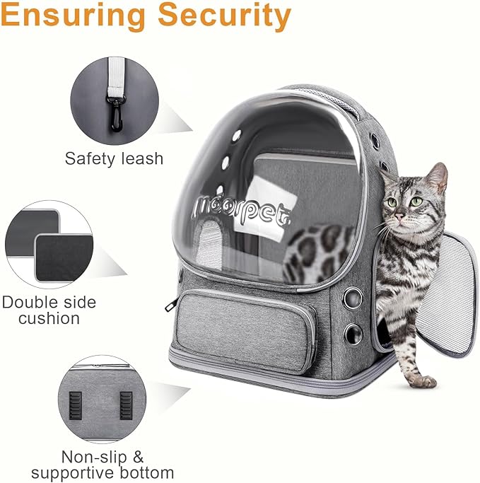 Breathable Cat Bubble Backpack Large Space Pet Carrier Backpack Expandable for Kitty Dog, Foldable Airline Approved Cat Backpack, Transparent PetTravel Backpack Up to 20 lbs (Green) (Grey)