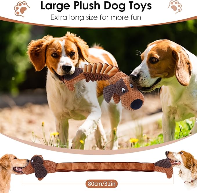 Dog Toys Plush Large Dogs with Squeaky and Crinkle Paper, Tug of War Pet Toys, Interactive Puppy Chew Toys for Small, Medium and Large Dogs