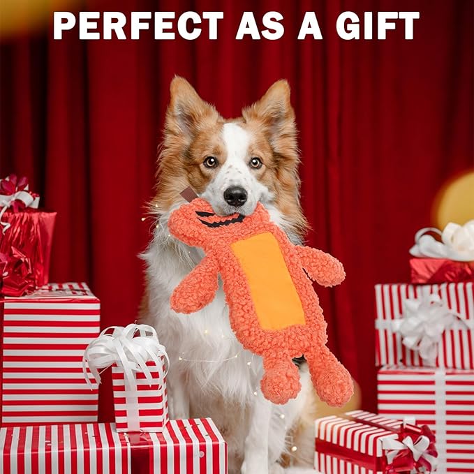 SCENEREAL Stuffless Halloween Dog Squeaky Toys for Small Medium Dogs, Crinkle Puppy Chew Toy, 3 Pack Cute Animals Shape Soft Pet Plush Teething Toys(Skeleton & Pumpkin & Bat)