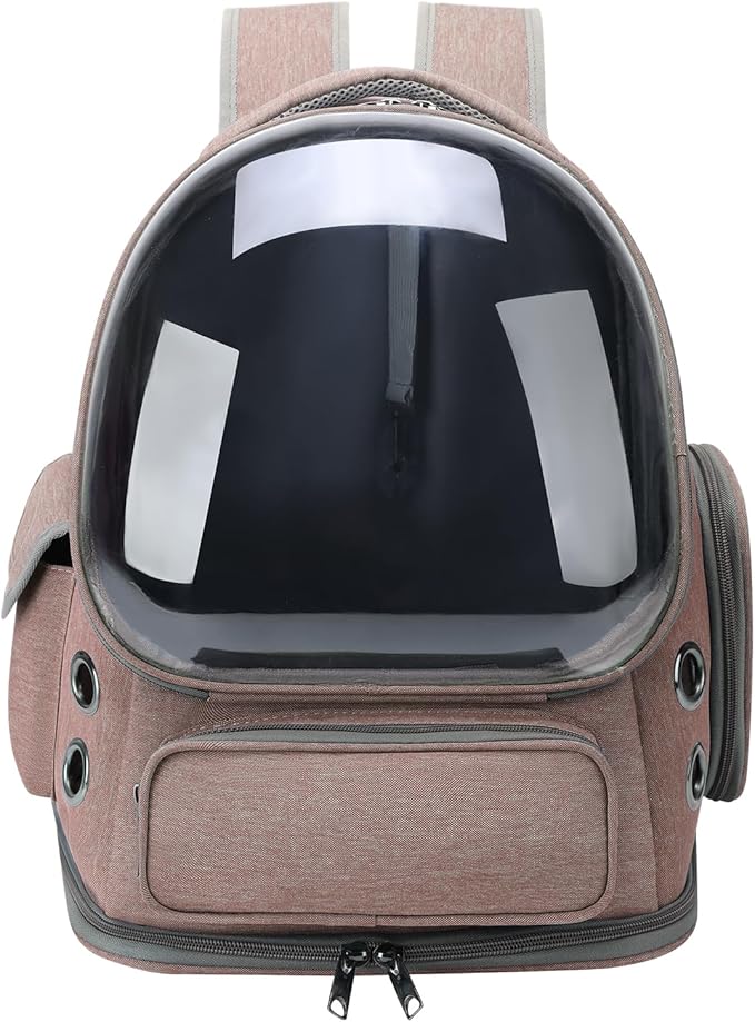 Cat Backpack Carrier for Cats and Small Dogs, Breathable Cat Bubble Backpack, Airline Approved Pet Travel Carrier for Hiking Camping Outdoor(Khaki)