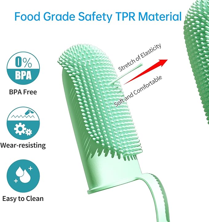 2 Pack Toothbrush for Dog,135ºSurround Bristles for Easy Teeth Cleaning, Finger Tooth Brush Dental Care for Puppies, Cats and Small Pets