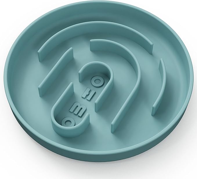 OHMO Slow Feeder Cat Bowl, Silicone Anti-Choking Dog & Pet Bowl, No Suction Cup, Slows Down Eating for Small Pets (S-Infinite, Light Blue)