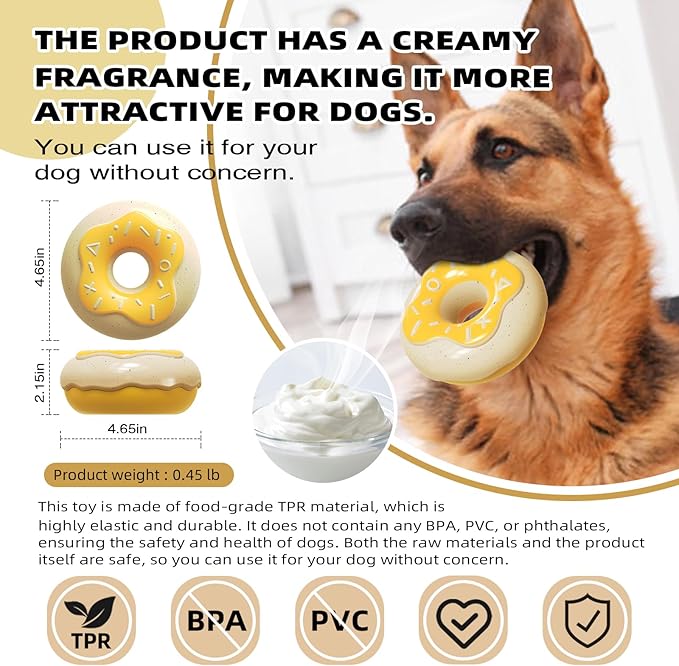 LiuMelinda Dog Chew Toys for Aggressive-Chewers - Indestructible Dog Toy for Aggressive Chewer,Tough Chew Toys for Dogs (Rubber Yellow-Donut)