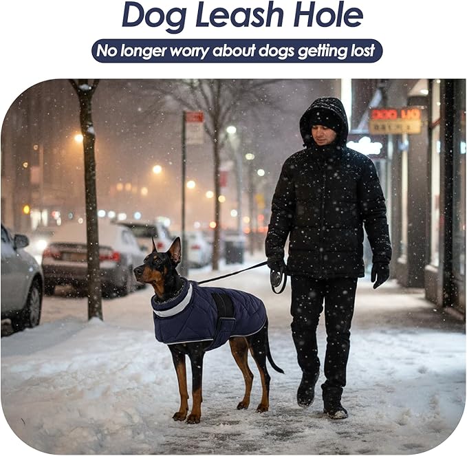 Dog Winter Coat Warm Padded Puppy Jacket Windproof Water Resistant Clothes for Small Medium Large Pets Christmas Sweater Outfit Vest(DarkBlue, M)