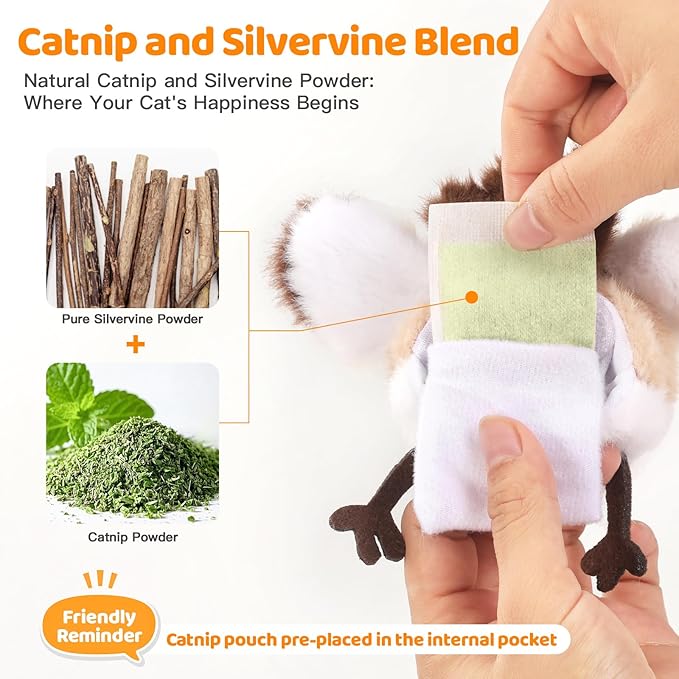 Rechargeable Cat Toys Flapping Bird,Touch-Activated Interactive Toy with Lifelike Chirp for Indoor Cats & Kittens Exercise (Sparrow)