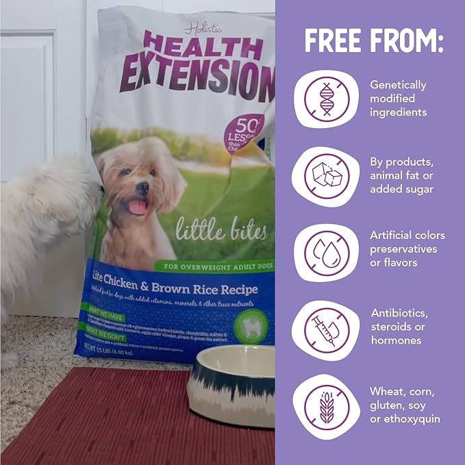 Health Extension Little Bites LITE Dry Dog Food, Chicken & Brown Rice for Small Breeds, Supports Healthy Weight, Digestion, Coat & Joint Health with Probiotics & Superfoods, 4 lb Bag (Pack of 6)