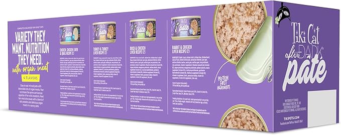 Tiki Cat After Dark Soft Pate Wet Cat Food, Variety Pack, 5.5 oz. Can (8 Count)