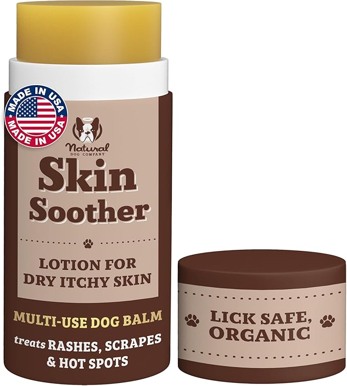 Natural Dog Company Skin Soother Balm for Skin Irritation, Allergy & Itch Relief for Dogs, Hot Spot Treatment, Dog Moisturizer for Dry Skin, Healing Ointment with Coconut Oil & Vitamin E (2 oz Stick)