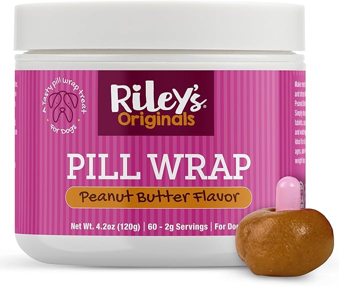 Riley's Pill Wrap for Dogs - Delicious Peanut Butter Flavored Pill Paste for Dogs - Wrap Pills, Capsules, Tablets in a Pocket or Pouch to Mask The Taste & Make Pill Time Easy - 4.2 oz