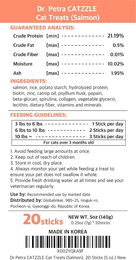 CATZZLE Cat Treats, Dental Chews for Indoor Cats, Cat Teeth Cleaning, Dental Care Snacks - Hairball Control (Salmon Flavor) (20 Sticks (Pack of 1))