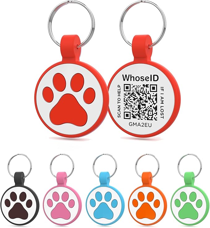 QR Code Cat Tag, Modifiable Pet Online Profile, Multiple Emergency Contact, Scannable QR Code, Instant Location Email Alert, Collar Accessories (Small Breeds - 1", Red)