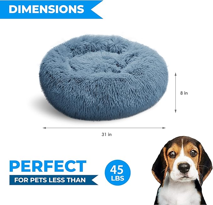 Whiskers & Friends Dog Beds for Medium Dogs, Dog Beds for Small Dogs, Dog Beds & Furniture, Calming Dog Bed, Fluffy Dog Bed, Orthopedic Dog Bed, Donut Dog Bed - Up to 45 Lbs - Washable Dog Bed