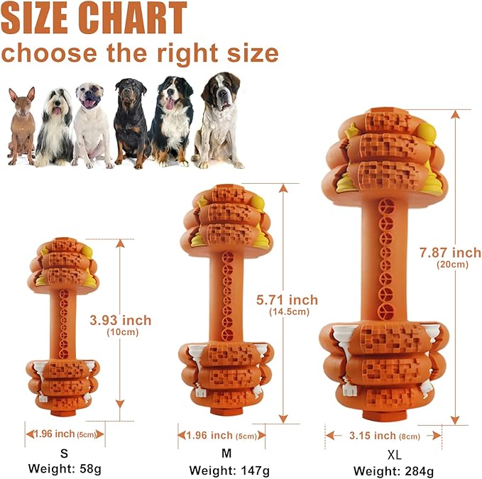 Dog Chew Toys for Aggressive Chewers,Food Grade Non-Toxic Dental Pet Toy,Tough Durable Indestructible Dog Toys for Small Medium Dogs.Orange(8IB-15IB)