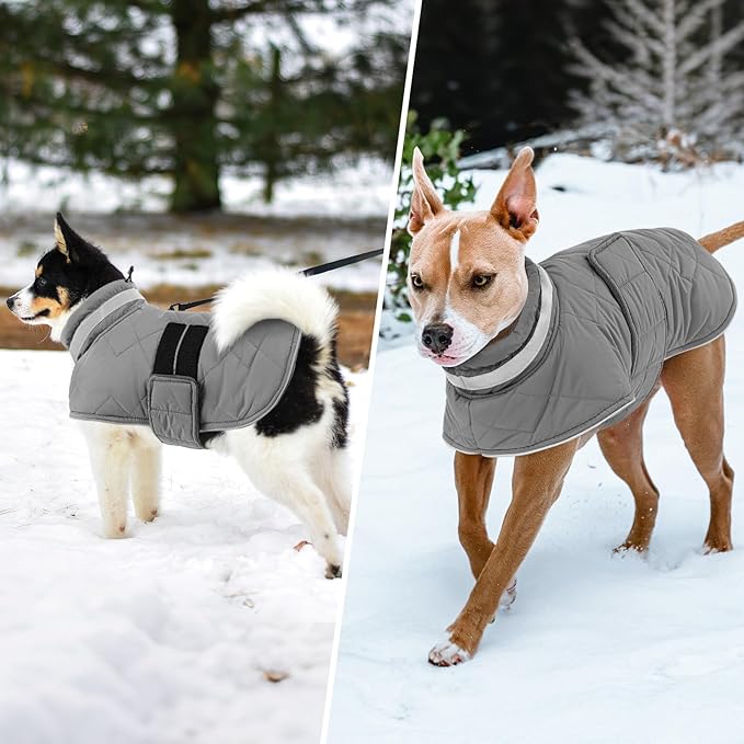 Dog Winter Coat Warm Padded Puppy Jacket Windproof Water Resistant Clothes for Small Medium Large Pets Christmas Sweater Outfit Vest(Grey, XS)