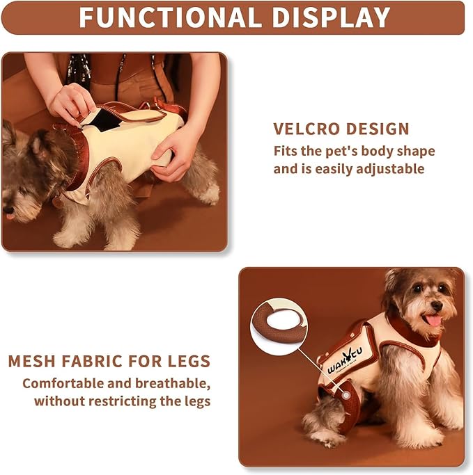 Dog Lift Harness Dog Carrier VES Harness Adjustable Leash with Small Puppy Treat Bag,Fits Most Cars,S,4-8 LBS