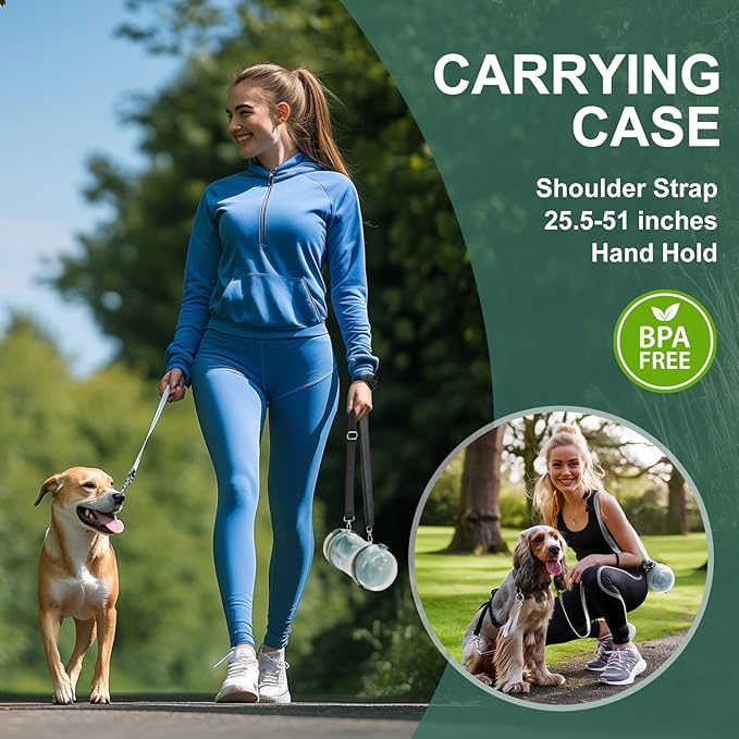 Gardner Pet Portable Dog Water Bottle&Food Container (49.6oz) – Leakproof Travel Water Bottle for Medium/Large Dogs (30+ lbs) Hiking, Camping, Beach – 2 Collapsible Bowls & Shoulder Strap (Grey)