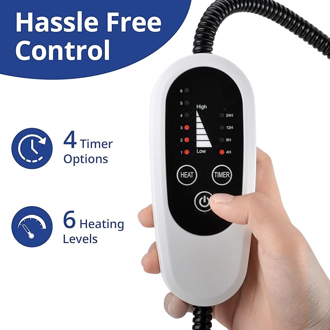 NICREW Dog Heating Pad, Temperature Adjustable Heated Dog Bed with Auto Shut Off Timer, Indoor Pet Heated Bed Mat for Cats and Dogs, 35.4 x 23.6 Inches, 120W (max)