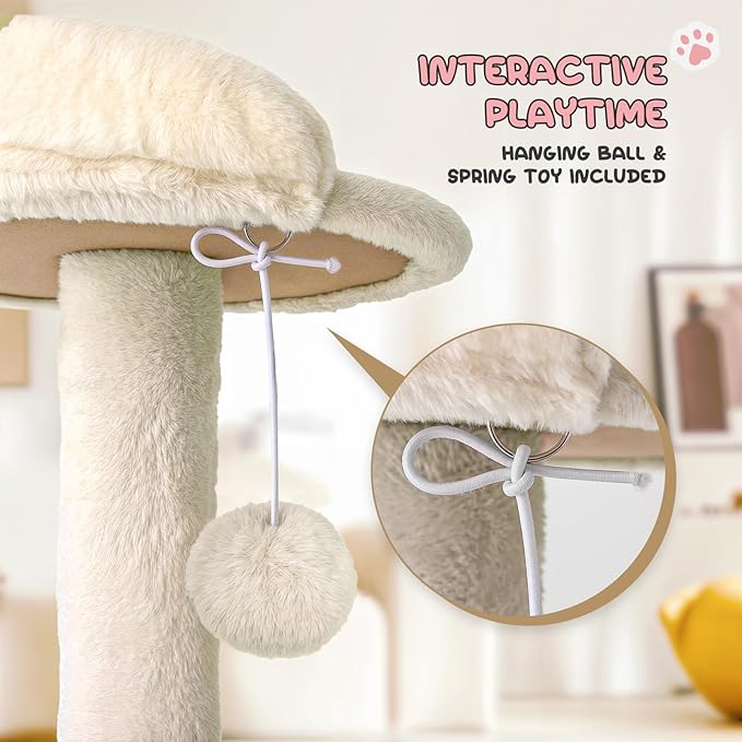 MoNiBloom Cat Tree, 70 Inch Cat Tree Tower with 2 Condo, Tall Cat Tower with Scratching Post, Cat Climbing Tower, Cat Tree for Indoor Cats, Beige