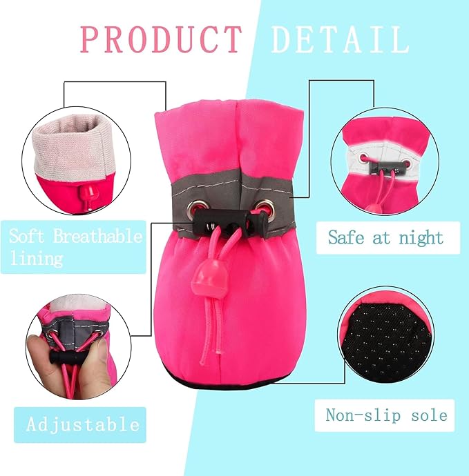 YAODHAOD Dog Shoes for Hot Pavement, Anti-Slip Sole Dog Boots & Paw Protector for Summer, Reflective Straps Dog Booties for Small Medium Dogs, Indoor Use 4PCS (Pink, Size: 2)