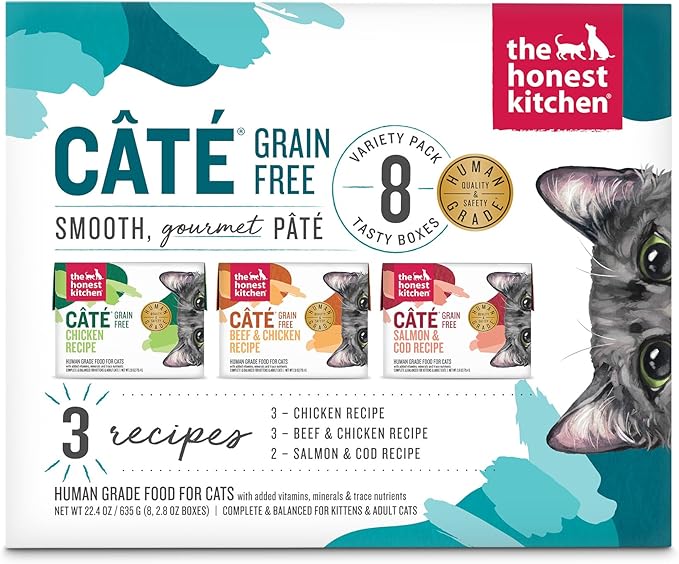 The Honest Kitchen Câté™ Grain Free Wet Cat Food Pâté Variety Pack - 2.8 oz (Pack of 8)