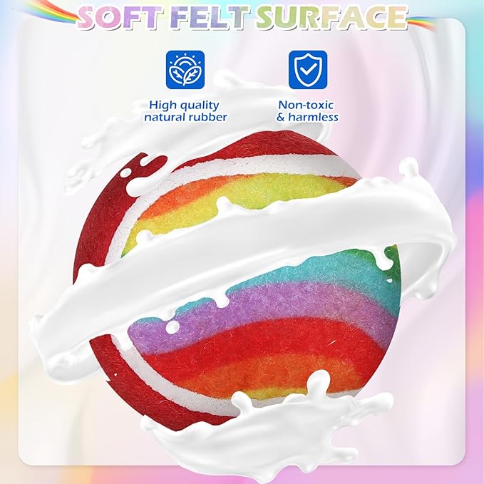 EXPAWLORER Tennis Balls for Dogs - 12 Pack 2.5¡± Squeaky Dog Tennis Balls Toys,Christmas Dog Toys Teething Chew Interactive Dog Bounce Toys for Training Exercise Playing Indoor Outdoor, Rainbow