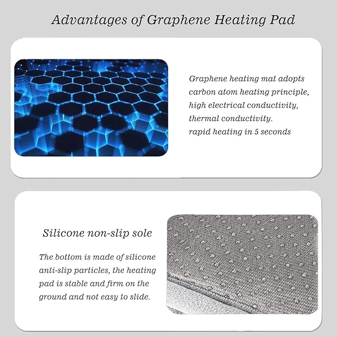 Pet Heating Pad, Temperature Adjustable Electric Heating Pad for Dogs Cats, Indoor/Outdoor 18" x 18" Graphene Heated Cat Dog Bed
