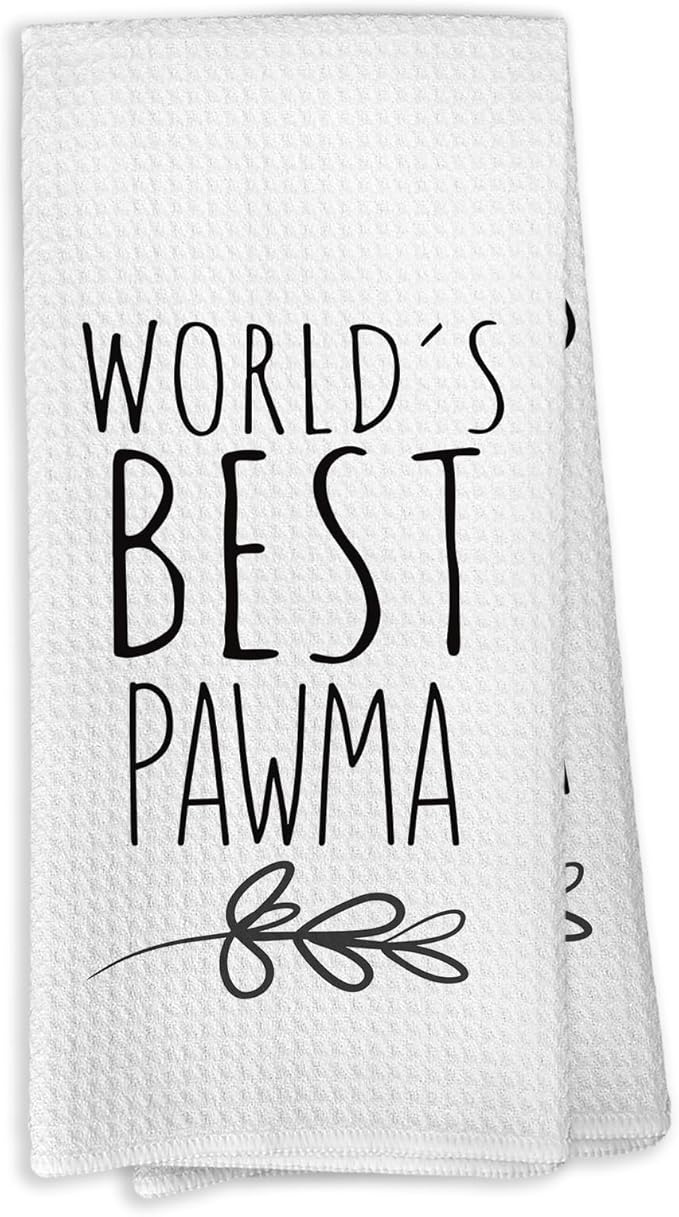 World's Best Pawma Kitchen Towels, Dog Pawma Gifts for Dog Dad Dog Owner Dog Lovers, Dog Grandma Gifts from Children, Pawma Mother's Day Birthday Gifts Tea Towels Kitchen Hand Towels 16x24 Inch