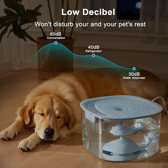 Dog Water Fountain for Medium Large Dogs, 10L/338oz Automatic Cat Water Fountain with Multi-Filtration & Deeper Drinking Area, Ultra-Quiet Dog Water Bowl Dispenser, Great for Multi-Pet Home
