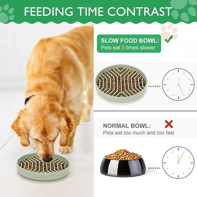 Slow Feeder Dog Bowls Silicone Maze Food Bowl Feeders Pet Puzzle Lick Mat to Slow Down Eating for Medium Small Breed Size Dogs