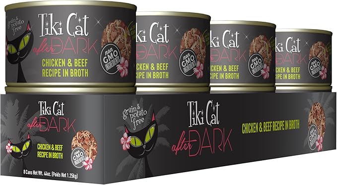 Tiki Cat After Dark, Chicken & Beef, High-Protein and 100% Non-GMO Ingredients, Wet Cat Food for Adult Cats, 5.5 oz. Can (8 Count)