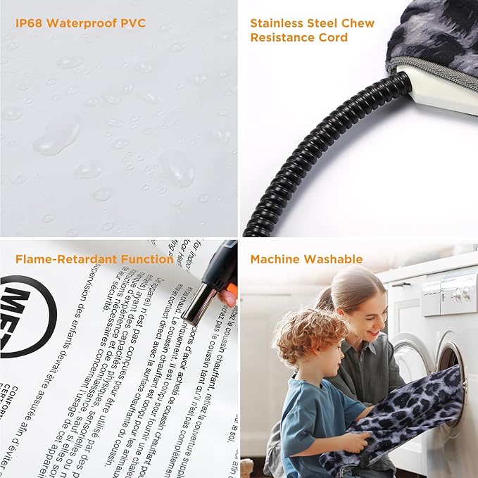 Tikaton MET Certified Pet Heating Pad, 2024 New Upgrade Heated Cat Bed Indoor with Auto Shut Off Timer, 6 Temperature Adjustable Pet Heating Pads (S: 18" x 16", BlackLeopard)