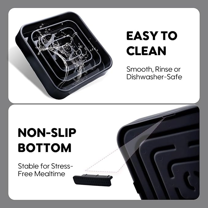 TOBYTO Slow Feeder Dog Bowls for Large Medium Breed, Anti-Choking Pet Slow Feeding Food Bowl, Non Slip Maze Puzzle Dog Feeder Bowl Prevent Bloating,Black