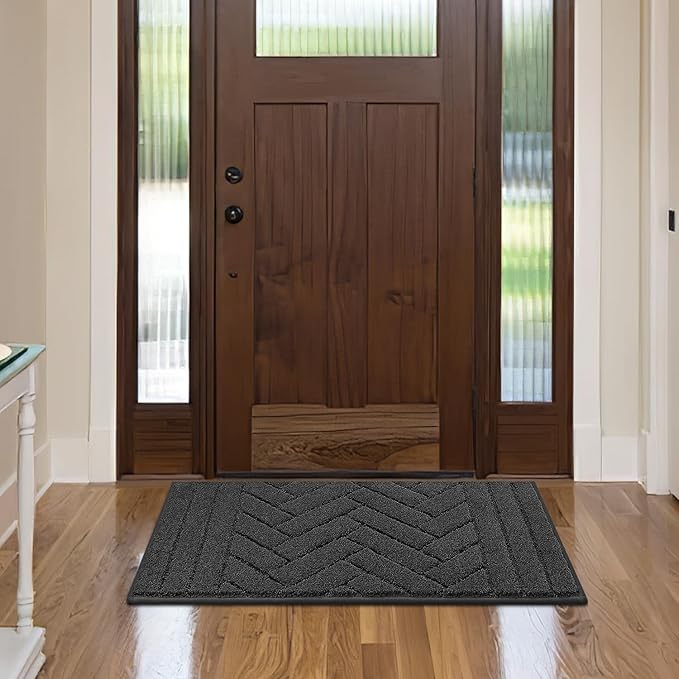 Tindbea Dog Mat for Muddy Paws 20"x31.5" Absorbs Moisture Dirt Non-Slip Washable Mud Mat for Dogs,Soft Rubber Backing Front Inside Pet Rug for Entryway, Mud Dog Paws, Patio(Charcoal)