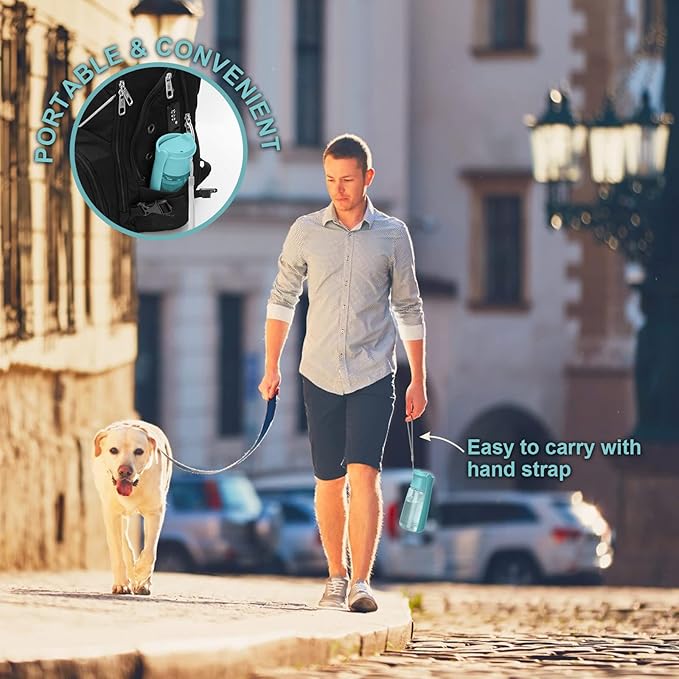 Portable Dog Water Bottle - Foldable Dog Water Dispenser | Leak Proof & Food Grade Plastic Travel | Pet Water Bottle for Cat Outdoor Walking Hiking Travel(US) (Blue, 19oz)