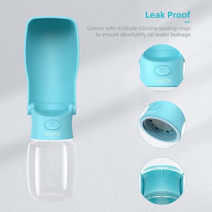 Portable Dog Water Bottle for Walking 19 OZ or 12 OZ Portable Pet Water Bottles for Puppy Small Medium Large Dogs Water Dispenser Pet Water Bowl Dog Accessories (19OZ Blue) (Blue 12 OZ)