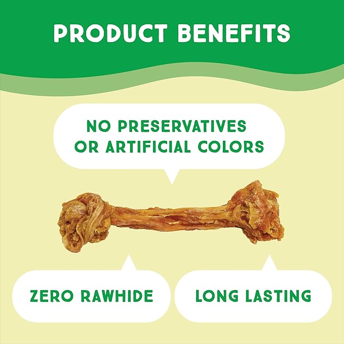 Ultra Chewy Turkey Tendon Knotted Bones for Dogs - Premium All-Natural, Hypoallergenic, Long-Lasting Dog Chew Treat, Easy to Digest, Ingredient Sourced from USA (3.5 Inches - 1 Pack)