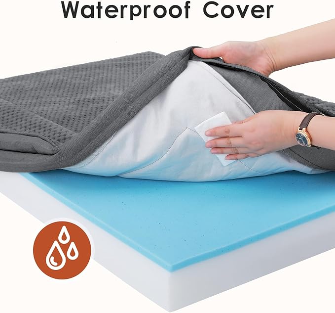 Orthopedic Dog Beds Large Sized Dog, 3 Inch Memory Foam Pet Bed for Medium and Large Dogs, Washable Removable Cover, Nonskid Bottom, Waterproof, 41x27 Inches XL Dark Grey