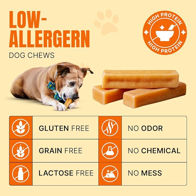 Tibetan Dog Chew Yak Cheese Sticks for Aggressive Chewers | Natural, Long Lasting & Easy to Digest with No Additives, Rawhide, Grains, or Gluten | 2 Medium, 2 Large & 1 Extra Large Chew, Mix Pack 1lb