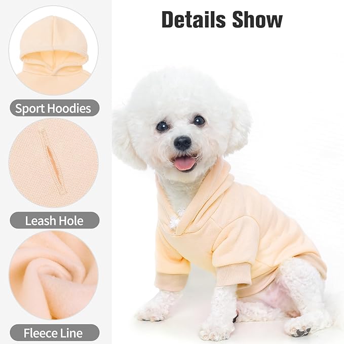 BINGPET Dog Hoodies - Fleece Lined Fall Dog Puppy Sweatshirt Soft Warm Sweater Winter Hooded Clothes for Small Medium Large Dogs & Cats