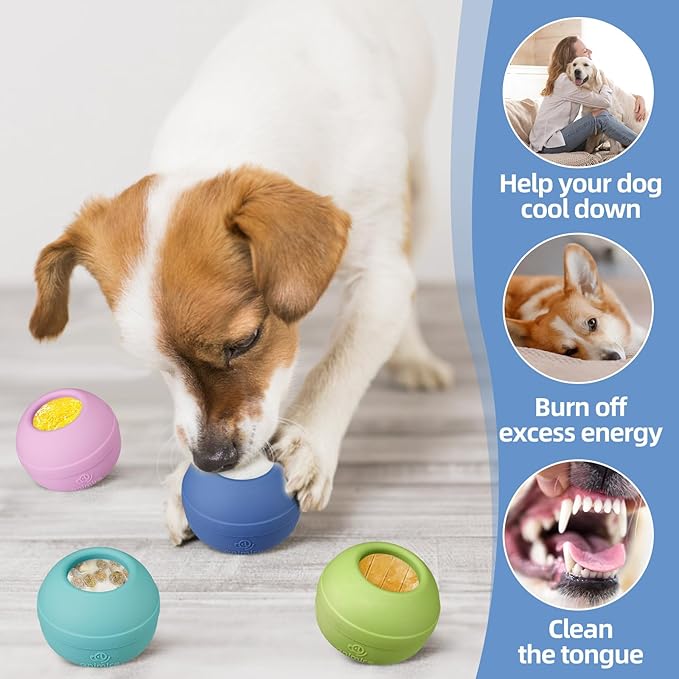 Long-Lasting Interactive Dog Lick Toy, Stuffable Dog Enrichment to Keep Dogs Busy, Wobbly Treat Dispensing Freezable Licking Toys, Food-Grade Safe (Dark Blue,M)