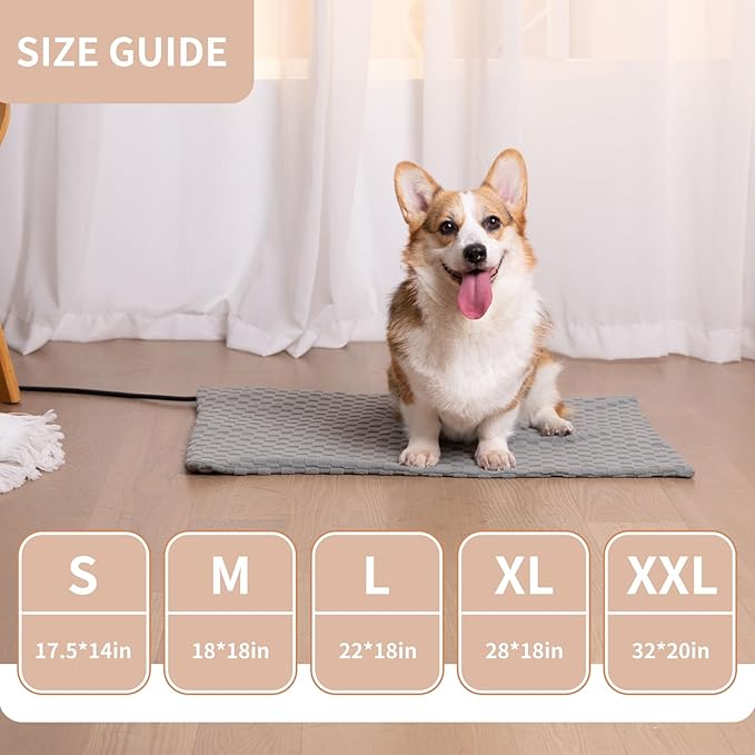 32x20 Inch Dog Heating Pad, Heated Dog Bed Indoor, Heated Cat Bed with Steel-Wrapped Cord, 25-Level Timer & 11-Level Adjustable Temperature Pet Heating Pad