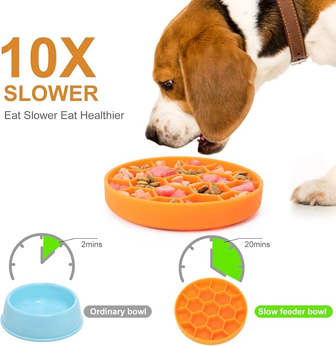 Pawow Slow Feeder Dog Bowls, Silicone Dog Bowl with Suction Cup for Fast Eaters, Non-Slip & Dishwasher Safe, Reduces Anxiety, Slow Feeding Bowl for Small Medium Large Breed Pet