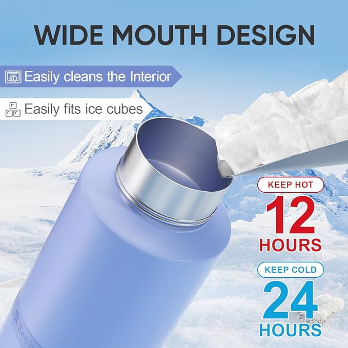 Insulated Dog Water Bottle with Travel Bowl, Dog Lover Gift, Portable Water Bottle Dispenser, Accessories for Car, Hiking, Camping, Outdoor, Leak-Proof, Detachable (Aurora Blue)