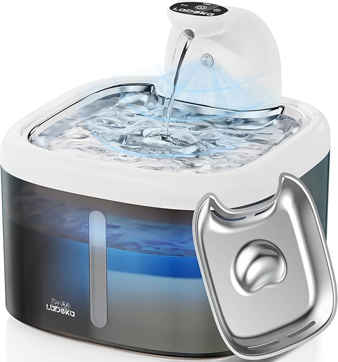 Wireless Cat Water Fountain, 118oz/3.5L Battery Operated Cat Fountain with 3 Modes, Ultra Quiet with Motion Sensor Automatic Pet Water Dispenser for Cats Dogs Multiple Pets (Black, M)