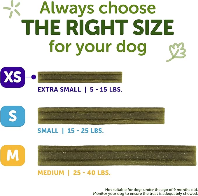WHIMZEES Wellness Freshzees Dog Dental Treats, Natural Chews, Extra Small Size Stick, (56 Count)