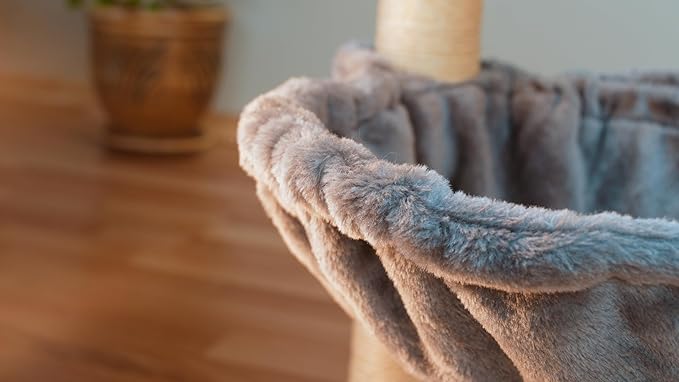 24-inch Cat Tree for Indoor Cats & Kittens – Multi-Level Cat Tower with Hammock & Scratching Post – Sturdy Perch for Large Cats – Space-Saving Small Cat Bed – Light Gray