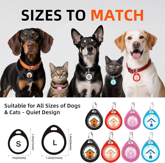 4 Pack Personalized Dog Tags,QR Code Pet ID Tags with Online Profile systerm,Editable Any Names and Phone numbles,2*Blue&2*Pink,L