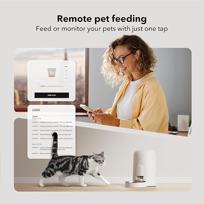 PETLIBRO Automatic Cat Feeder, Wi-Fi Rechargeable Cat Food Dispenser Battery-Operated with 30-Day Life, AIR Timed Pet Feeder for Cat & Dog, 2L Auto Cat Feeder