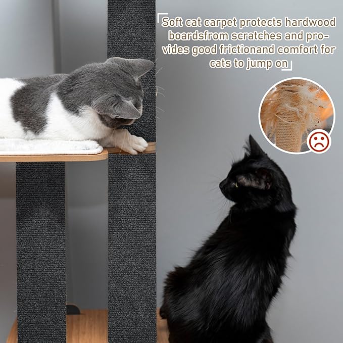 Cat Scratching Climbing Carpet Mat, Self-Adhesive Trimmable Anti Cat Scratcher Couch Furniture Protector from Cat Claws, Cat Post Covered Pad Replacement for DIY Cat Tree (Dark Gray, 15.8" x 40")